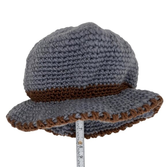 Vintage Inspired Cloche Crochet Knit Faux Fur Flower Beanie Bucket Hat - Picture 11 of 15